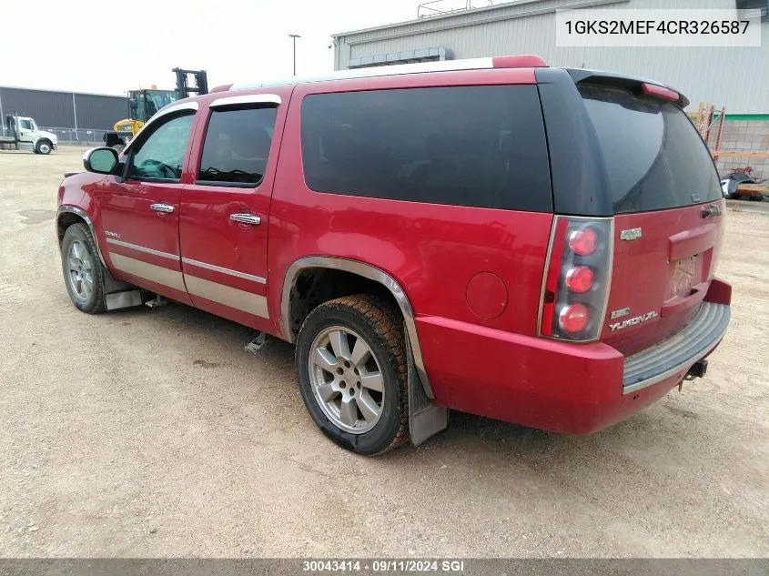 2012 GMC Yukon Xl Denali VIN: 1GKS2MEF4CR326587 Lot: 30043414