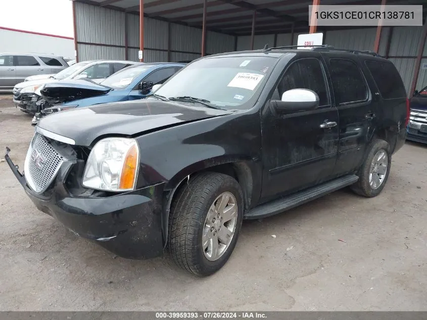 2012 GMC Yukon Slt VIN: 1GKS1CE01CR138781 Lot: 39959393