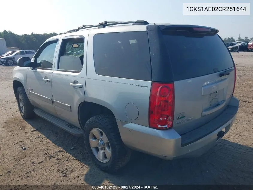 2012 GMC Yukon Sle VIN: 1GKS1AE02CR251644 Lot: 40102125