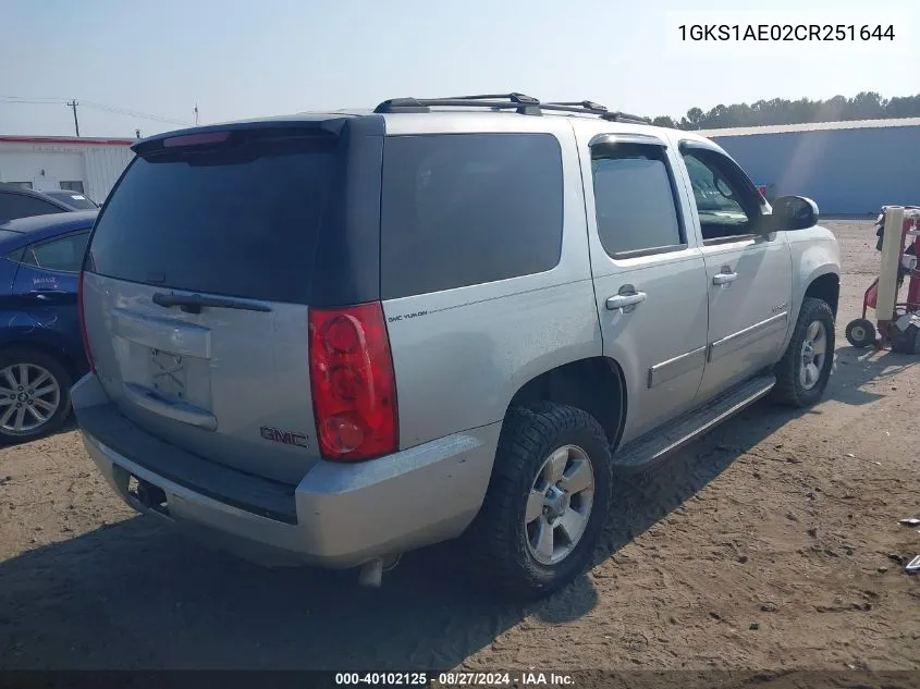 2012 GMC Yukon Sle VIN: 1GKS1AE02CR251644 Lot: 40102125