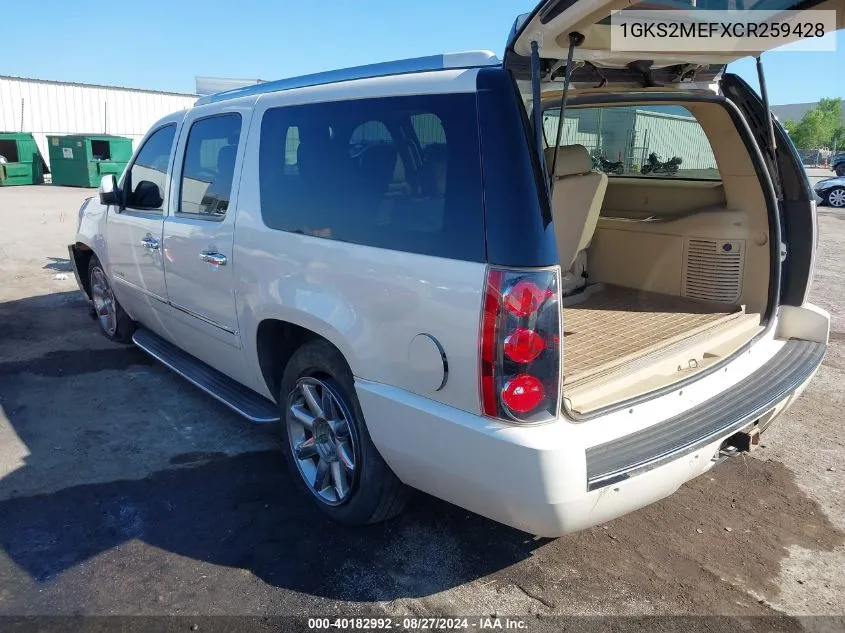 2012 GMC Yukon Xl 1500 Denali VIN: 1GKS2MEFXCR259428 Lot: 40182992