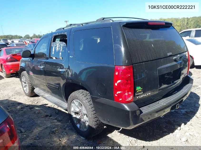 2012 GMC Yukon Slt VIN: 1GKS1CE00CR222221 Lot: 40646844