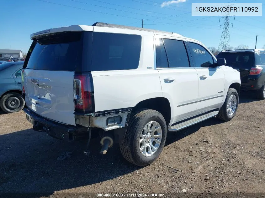 2015 GMC Yukon Sle VIN: 1GKS2AKC0FR110992 Lot: 40831609