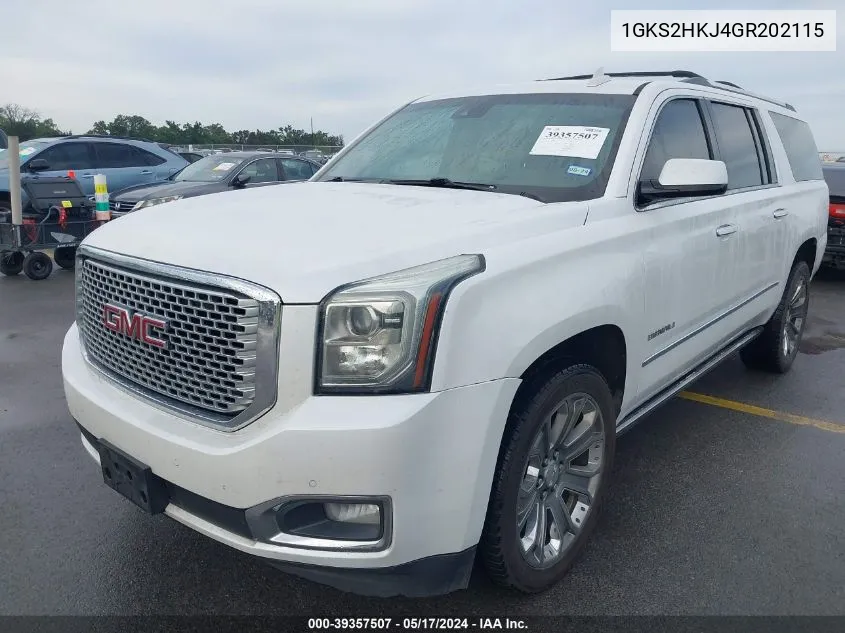 2016 GMC Yukon Xl Denali VIN: 1GKS2HKJ4GR202115 Lot: 39357507