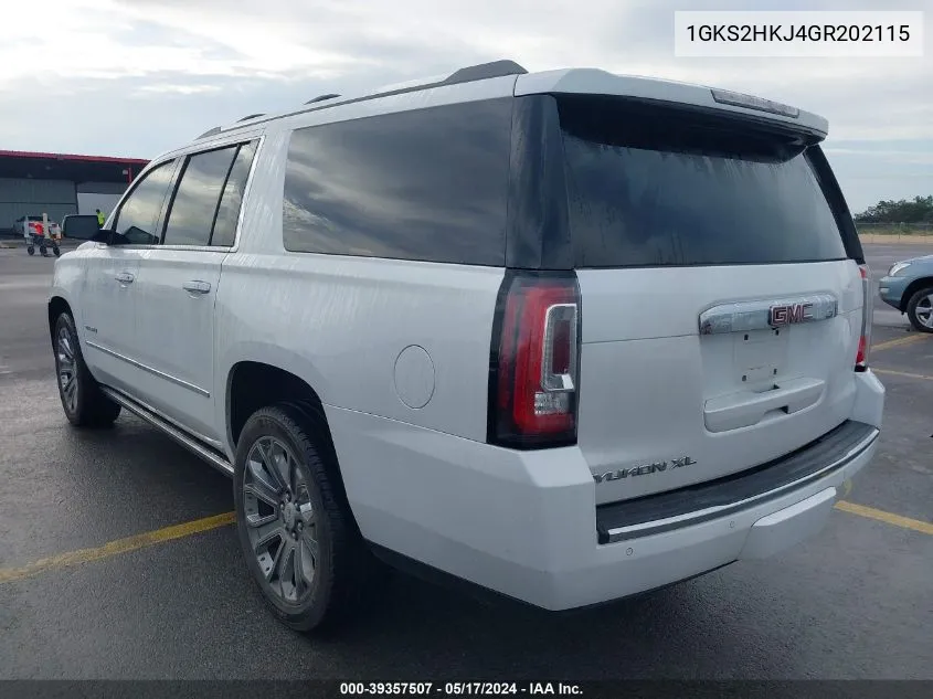 2016 GMC Yukon Xl Denali VIN: 1GKS2HKJ4GR202115 Lot: 39357507