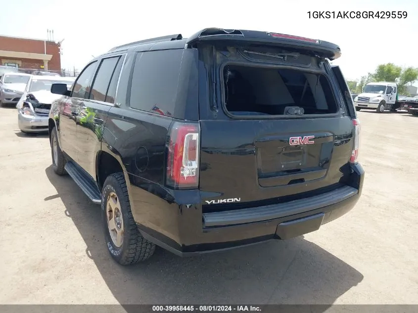 2016 GMC Yukon Sle VIN: 1GKS1AKC8GR429559 Lot: 39958445