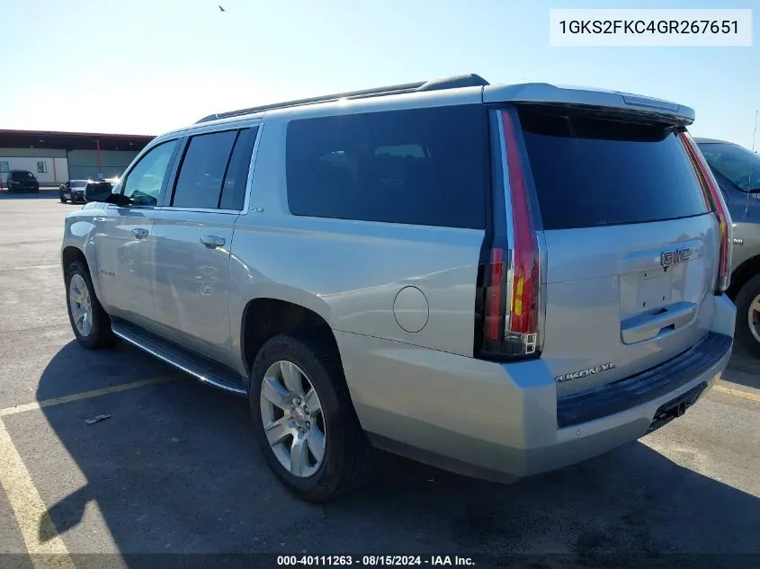 2016 GMC Yukon Xl Sle VIN: 1GKS2FKC4GR267651 Lot: 40111263