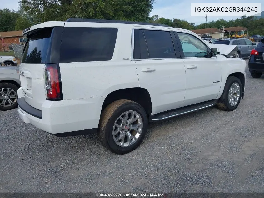 2016 GMC Yukon Sle VIN: 1GKS2AKC2GR344245 Lot: 40252770