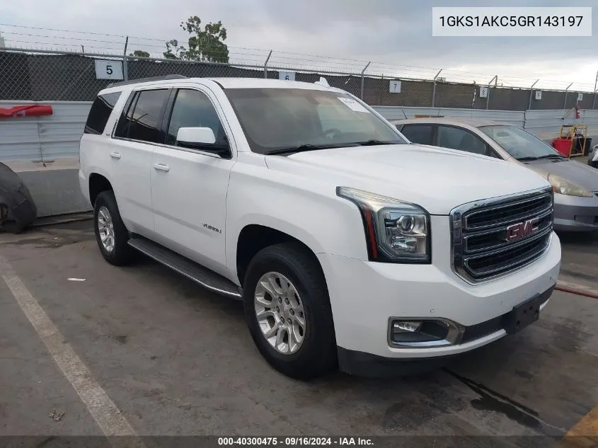 2016 GMC Yukon Sle VIN: 1GKS1AKC5GR143197 Lot: 40300475