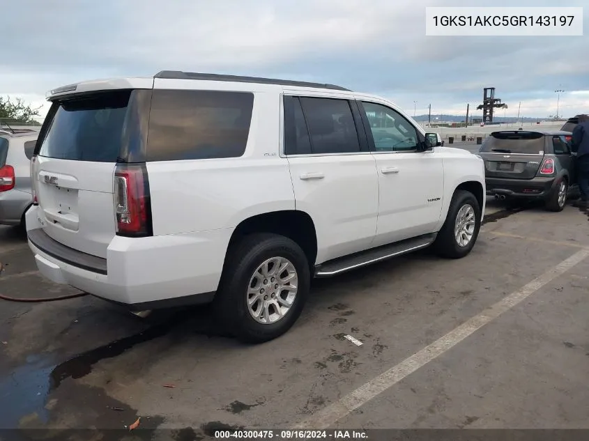 2016 GMC Yukon Sle VIN: 1GKS1AKC5GR143197 Lot: 40300475