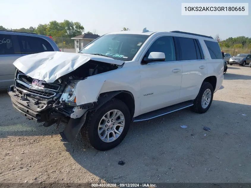 1GKS2AKC3GR180665 2016 GMC Yukon Sle