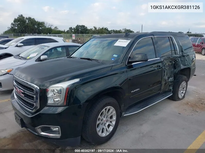 2016 GMC Yukon Sle VIN: 1GKS1AKCXGR381126 Lot: 40352197