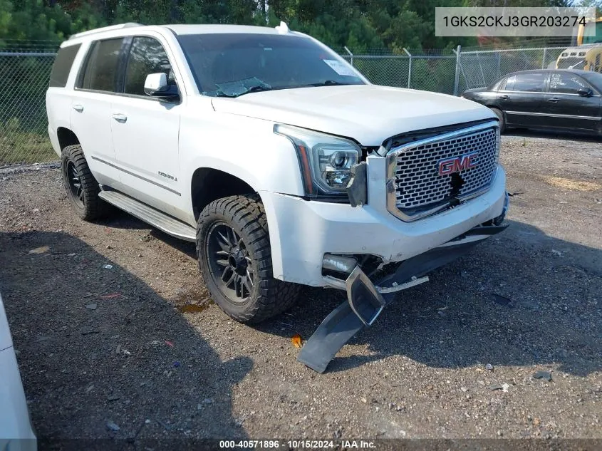 2016 GMC Yukon Denali VIN: 1GKS2CKJ3GR203274 Lot: 40571896