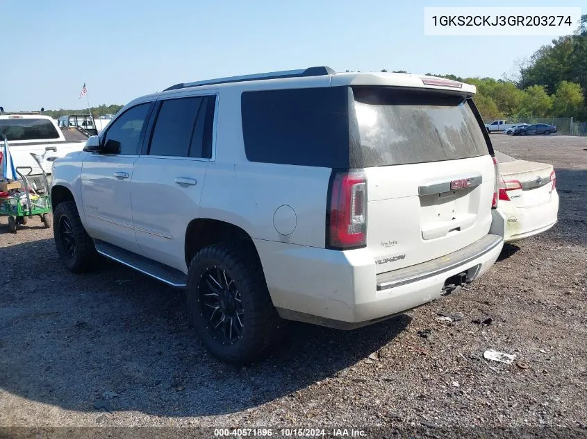 2016 GMC Yukon Denali VIN: 1GKS2CKJ3GR203274 Lot: 40571896