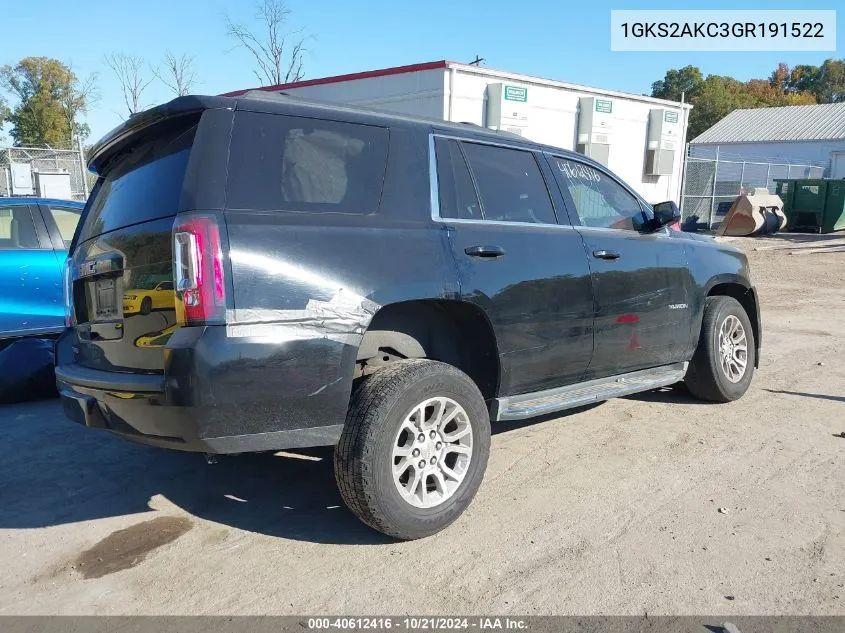 2016 GMC Yukon Sle VIN: 1GKS2AKC3GR191522 Lot: 40612416