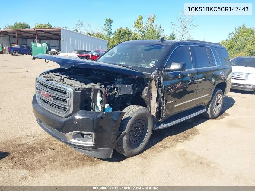 2016 GMC Yukon Slt VIN: 1GKS1BKC6GR147443 Lot: 40637432