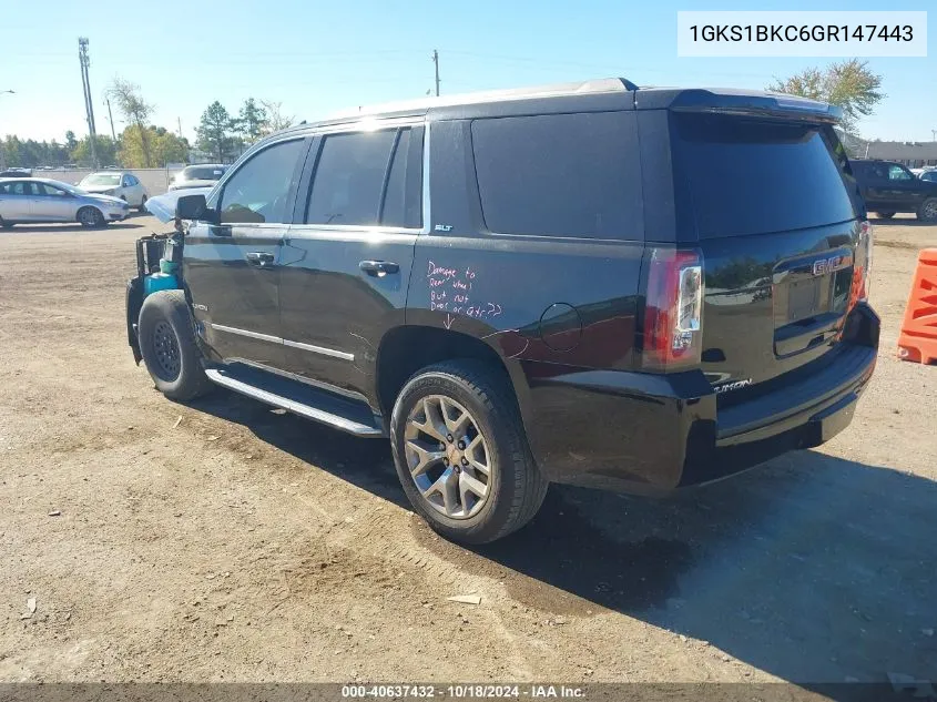 2016 GMC Yukon Slt VIN: 1GKS1BKC6GR147443 Lot: 40637432