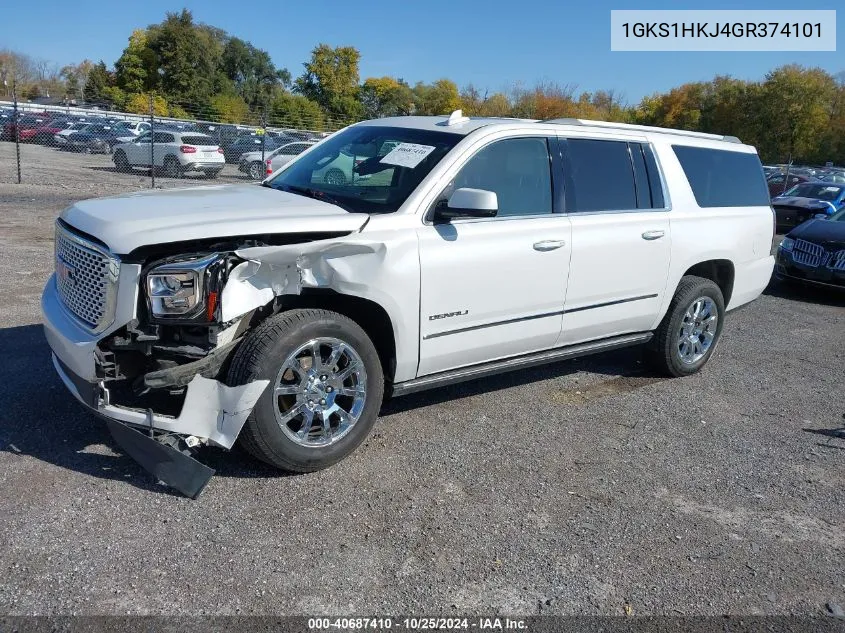 2016 GMC Yukon Xl Denali VIN: 1GKS1HKJ4GR374101 Lot: 40687410