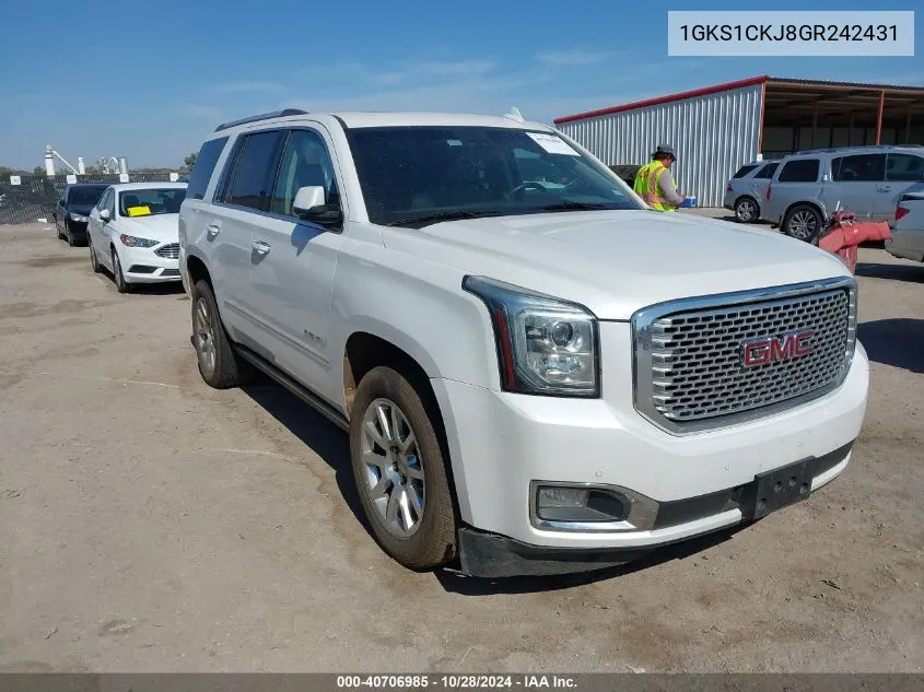 2016 GMC Yukon Denali VIN: 1GKS1CKJ8GR242431 Lot: 40706985