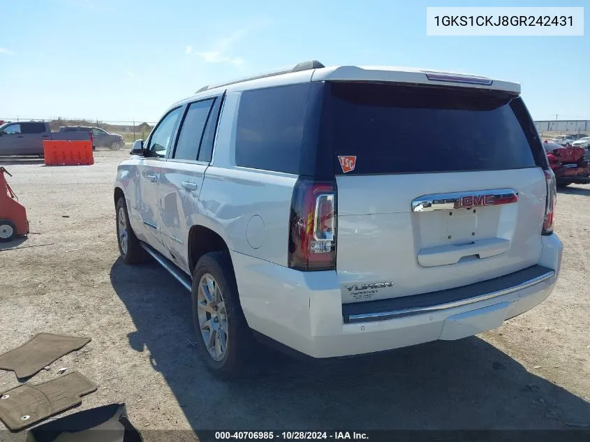 2016 GMC Yukon Denali VIN: 1GKS1CKJ8GR242431 Lot: 40706985