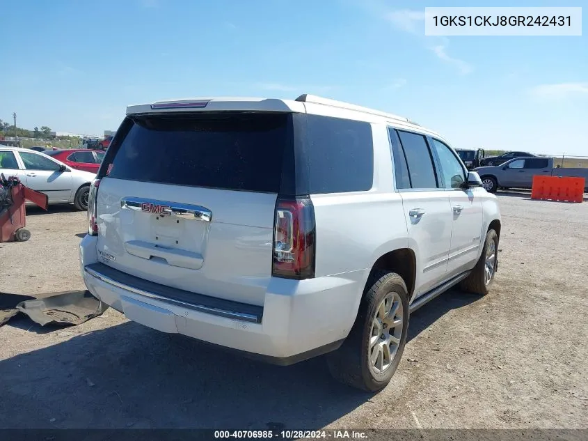 2016 GMC Yukon Denali VIN: 1GKS1CKJ8GR242431 Lot: 40706985