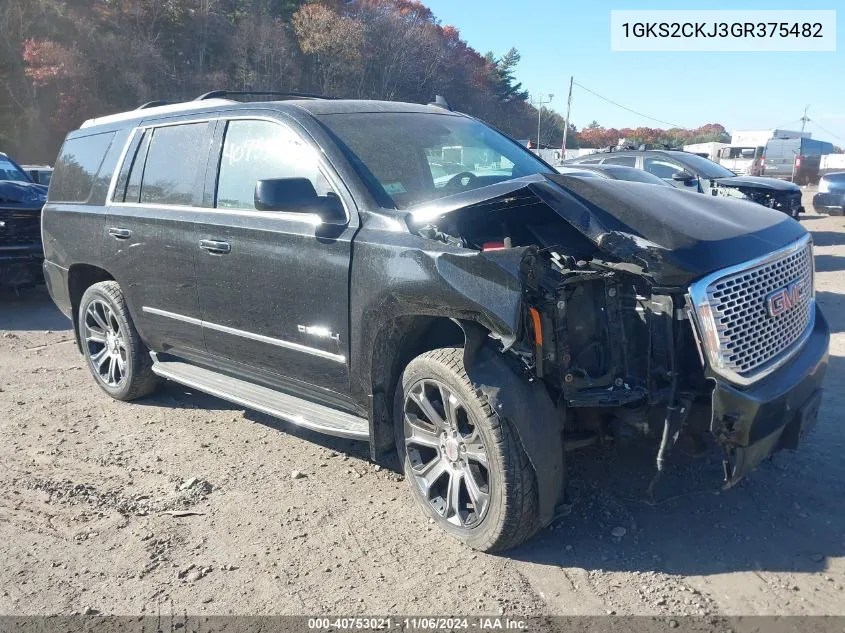 2016 GMC Yukon Denali VIN: 1GKS2CKJ3GR375482 Lot: 40753021