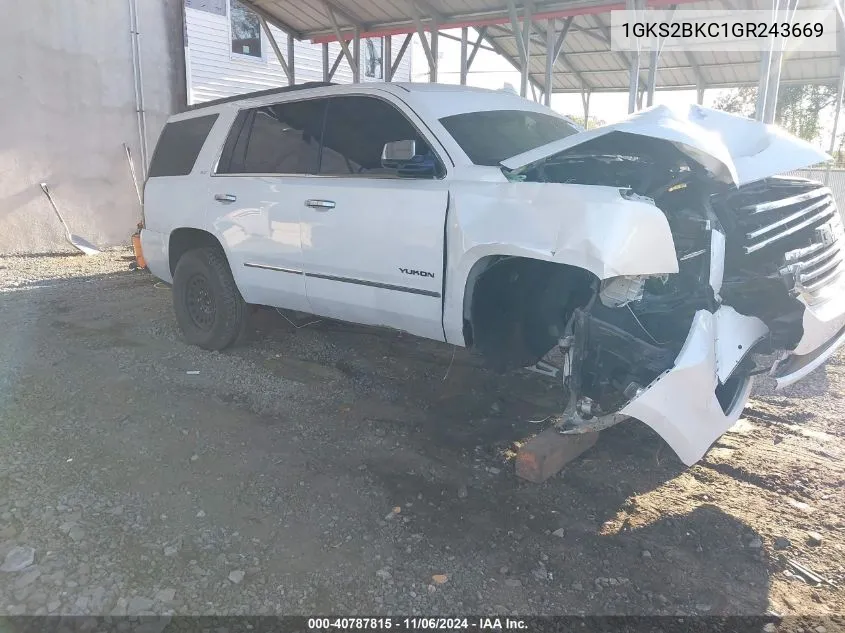 1GKS2BKC1GR243669 2016 GMC Yukon Slt