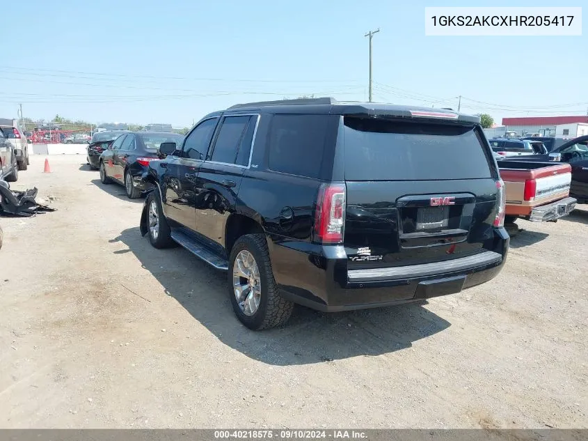 2017 GMC Yukon Sle VIN: 1GKS2AKCXHR205417 Lot: 40218575