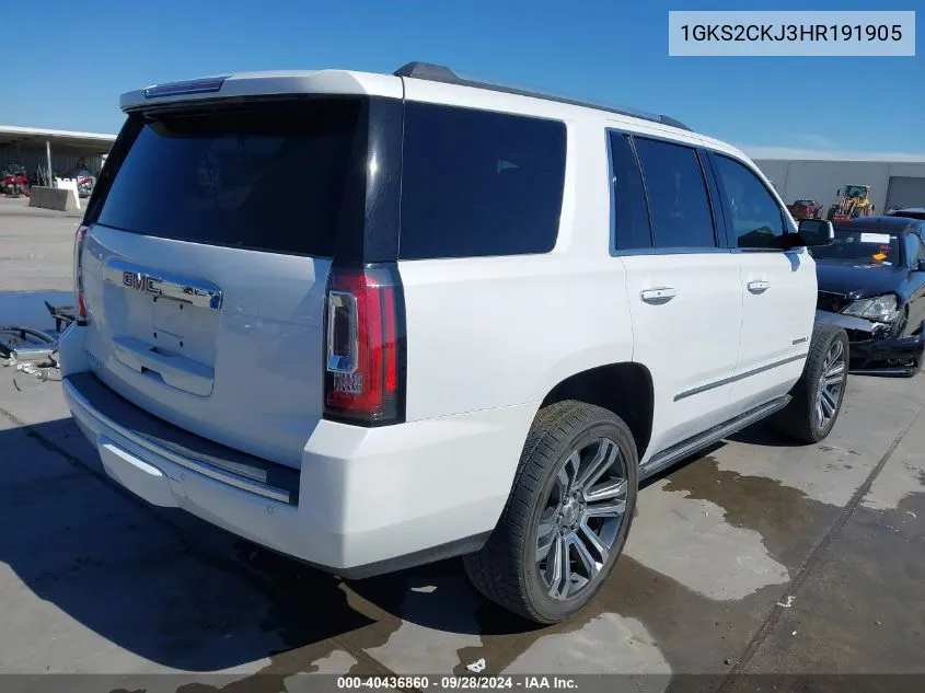 2017 GMC Yukon Denali VIN: 1GKS2CKJ3HR191905 Lot: 40436860