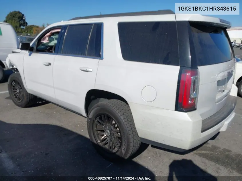 2017 GMC Yukon Slt VIN: 1GKS1BKC1HR343615 Lot: 40825707