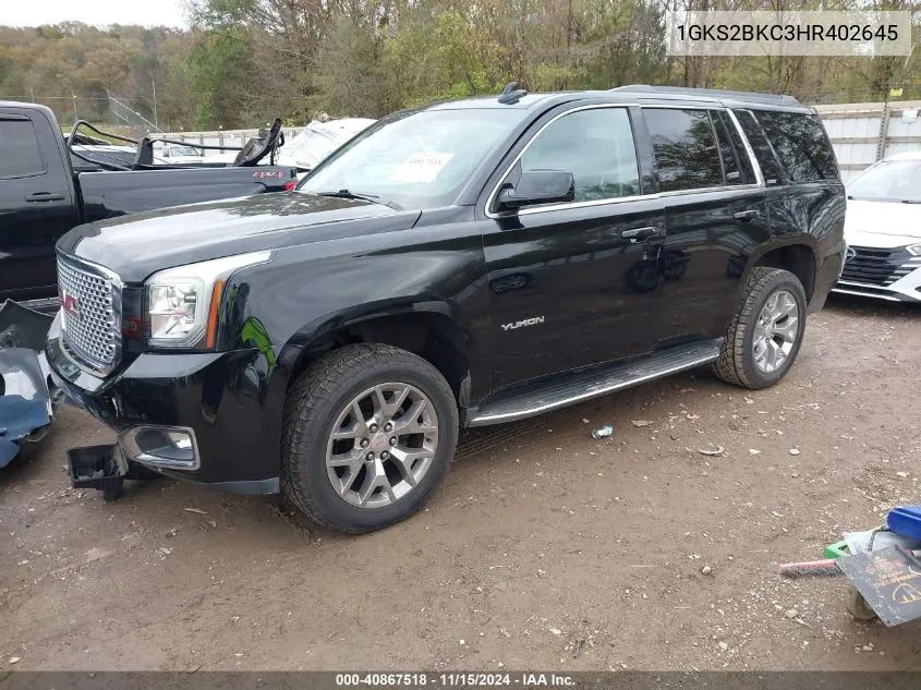 2017 GMC Yukon Slt VIN: 1GKS2BKC3HR402645 Lot: 40867518