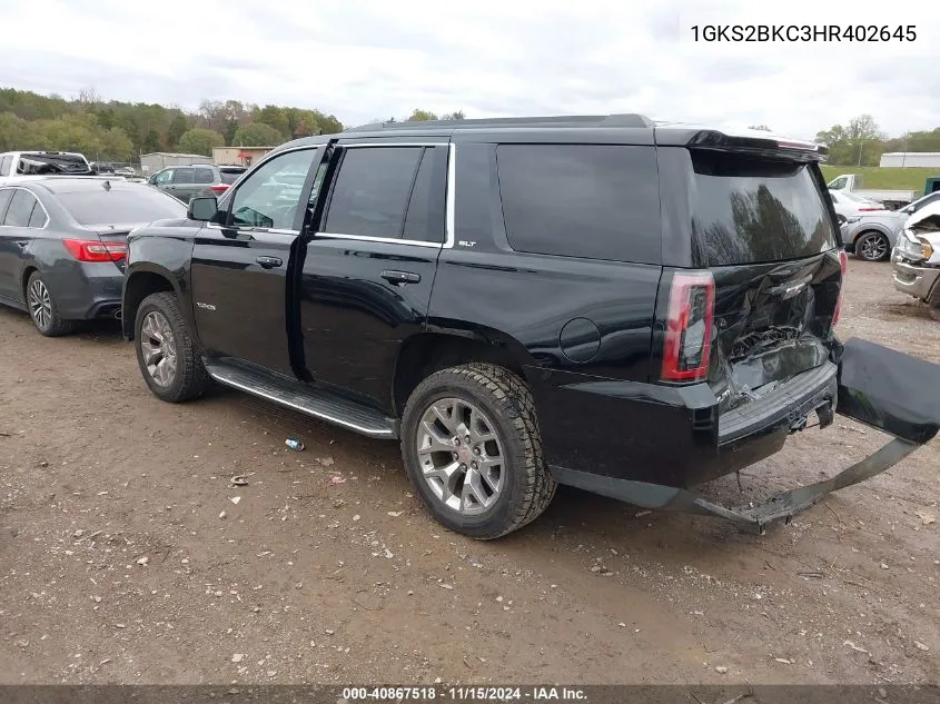 2017 GMC Yukon Slt VIN: 1GKS2BKC3HR402645 Lot: 40867518