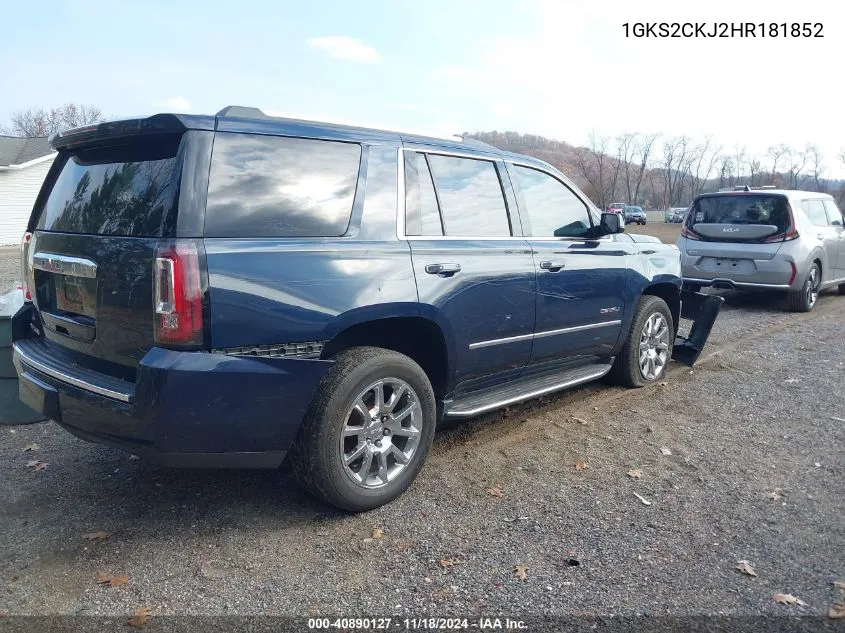 2017 GMC Yukon Denali VIN: 1GKS2CKJ2HR181852 Lot: 40890127