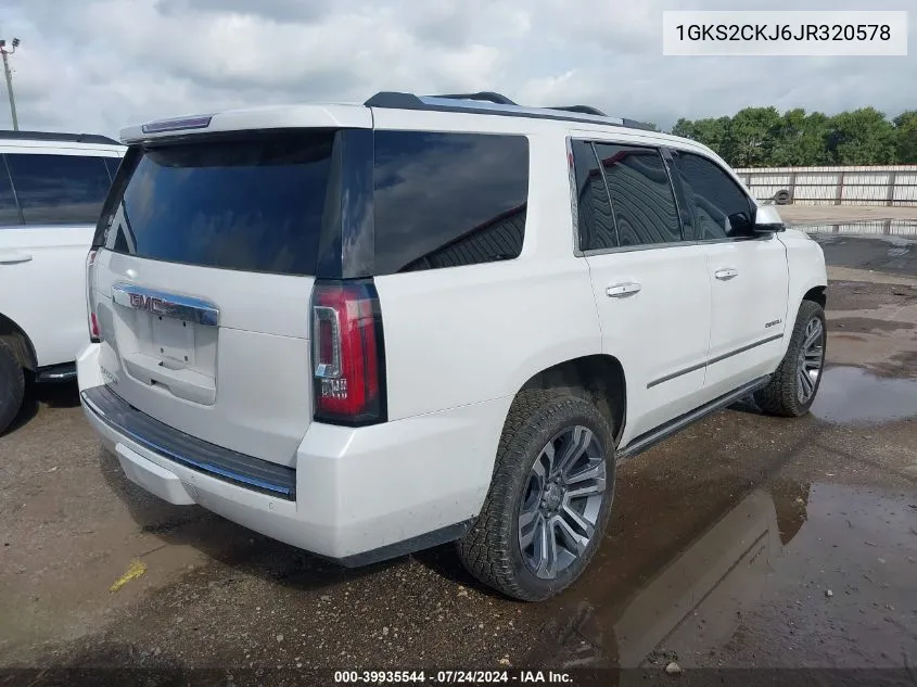 2018 GMC Yukon Denali VIN: 1GKS2CKJ6JR320578 Lot: 39935544