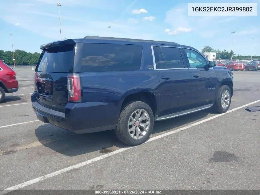 2018 GMC Yukon Xl Sle VIN: 1GKS2FKC2JR399802 Lot: 39958921