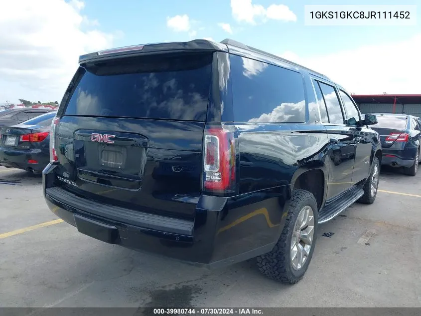 1GKS1GKC8JR111452 2018 GMC Yukon Xl Slt