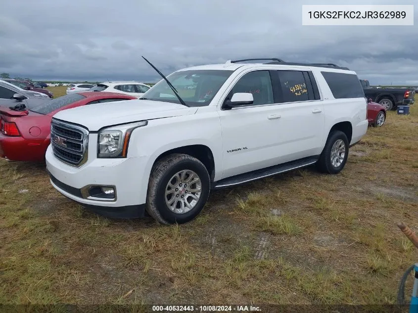 1GKS2FKC2JR362989 2018 GMC Yukon Xl K1500 Sle