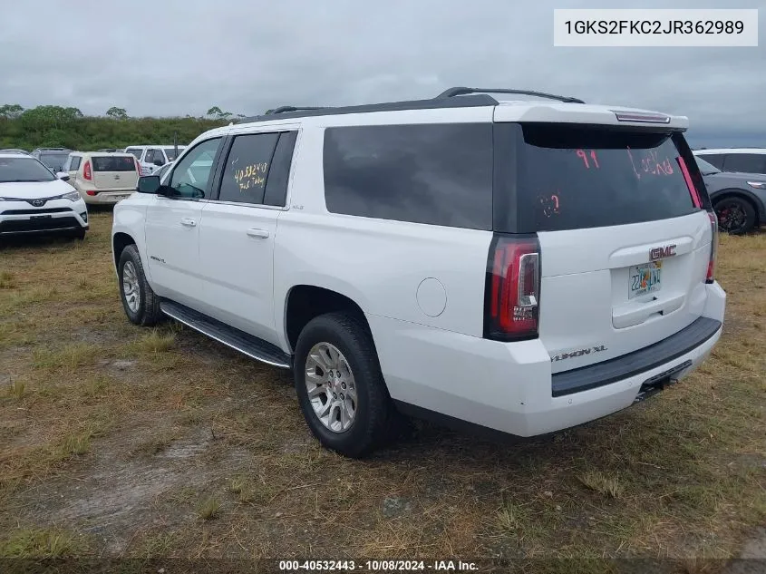 1GKS2FKC2JR362989 2018 GMC Yukon Xl K1500 Sle