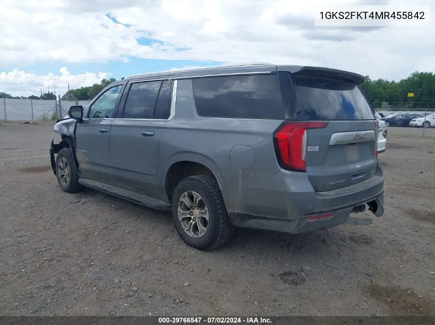 2021 GMC Yukon Xl 4Wd Sle VIN: 1GKS2FKT4MR455842 Lot: 39766547