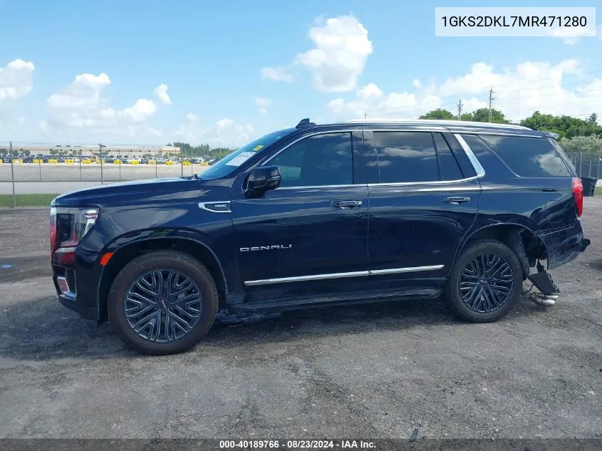 2021 GMC Yukon 4Wd Denali VIN: 1GKS2DKL7MR471280 Lot: 40189766