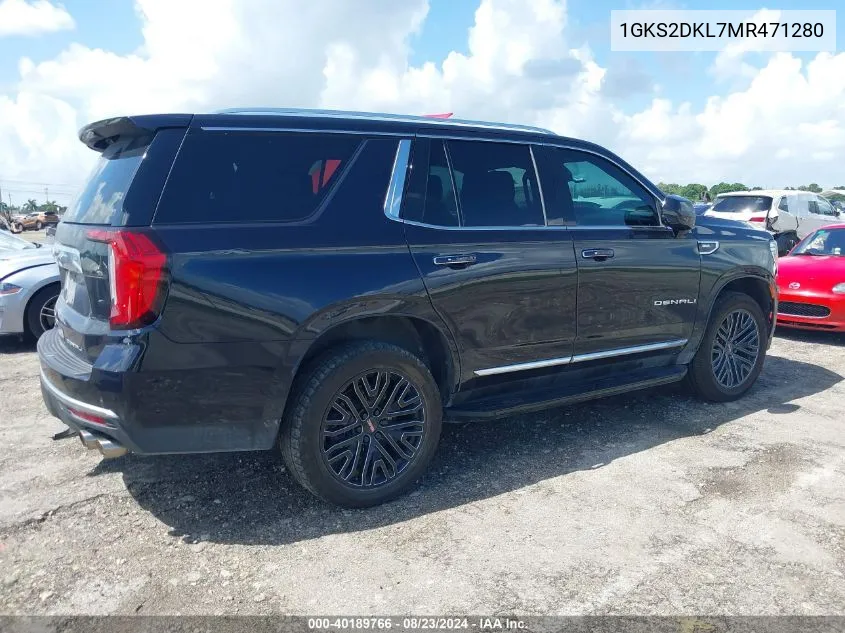 2021 GMC Yukon 4Wd Denali VIN: 1GKS2DKL7MR471280 Lot: 40189766