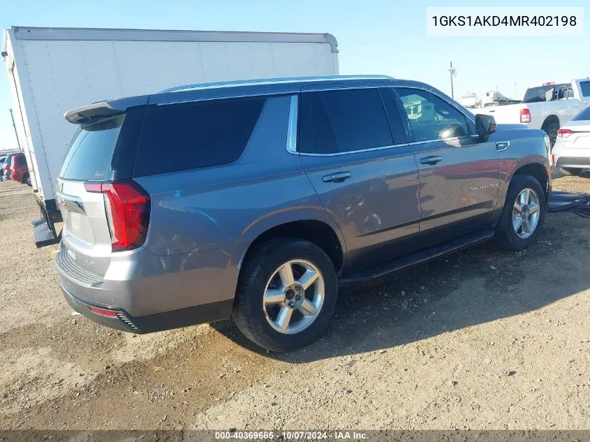 2021 GMC Yukon 2Wd Sle VIN: 1GKS1AKD4MR402198 Lot: 40369685