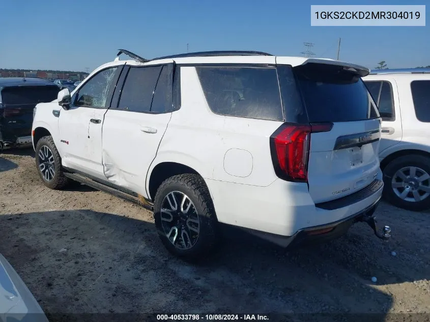 2021 GMC Yukon 4Wd At4 VIN: 1GKS2CKD2MR304019 Lot: 40533798