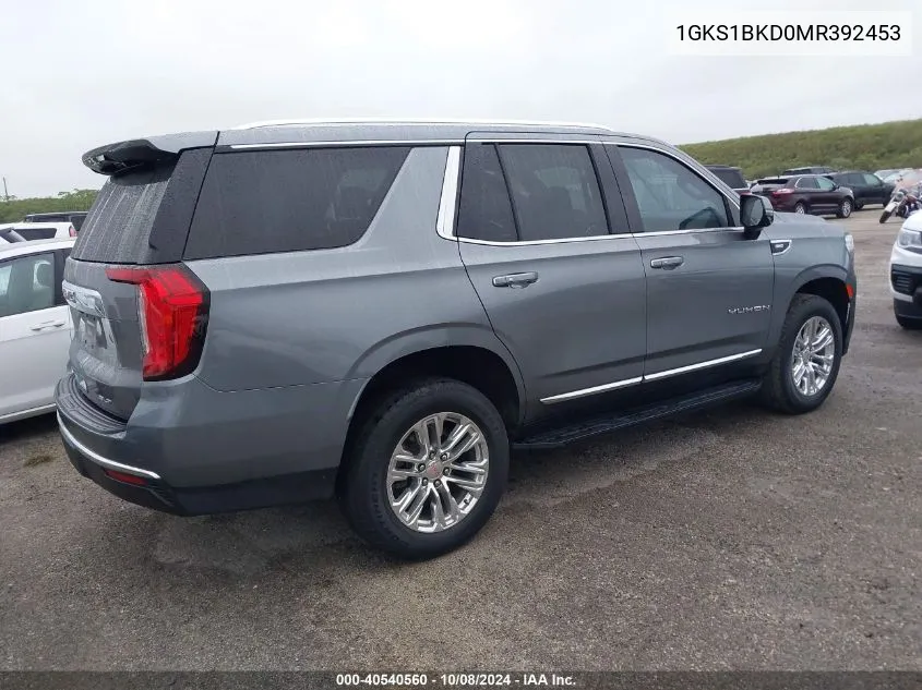 2021 GMC Yukon Slt VIN: 1GKS1BKD0MR392453 Lot: 40540560