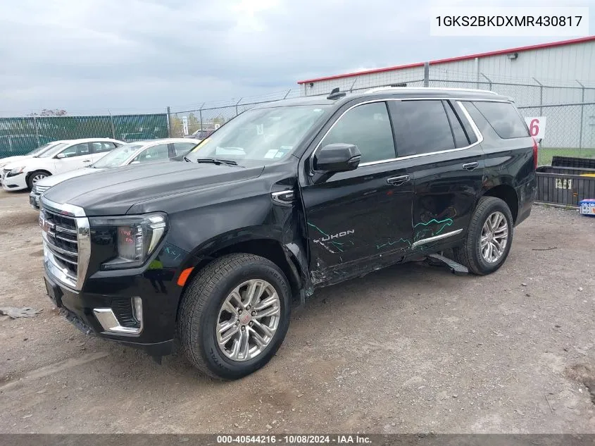 2021 GMC Yukon 4Wd Slt VIN: 1GKS2BKDXMR430817 Lot: 40544216