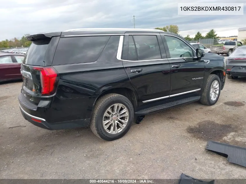 2021 GMC Yukon 4Wd Slt VIN: 1GKS2BKDXMR430817 Lot: 40544216