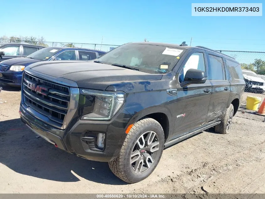 2021 GMC Yukon Xl 4Wd At4 VIN: 1GKS2HKD0MR373403 Lot: 40550620