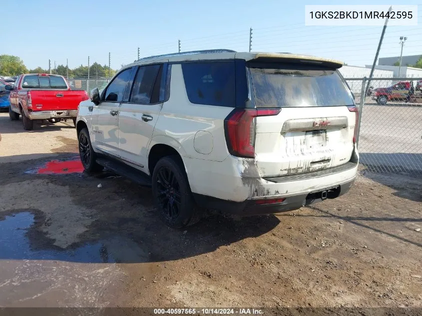 2021 GMC Yukon 4Wd Slt VIN: 1GKS2BKD1MR442595 Lot: 40597565