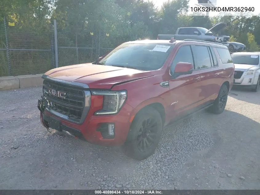 2021 GMC Yukon Xl 4Wd At4 VIN: 1GKS2HKD4MR362940 Lot: 40598434