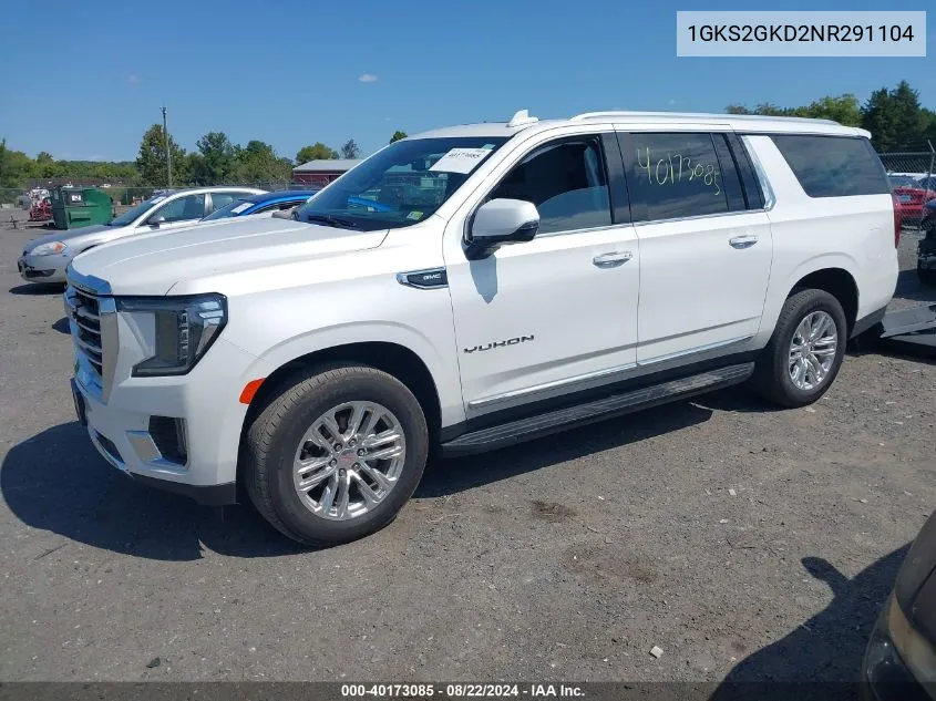 2022 GMC Yukon Xl 4Wd Slt VIN: 1GKS2GKD2NR291104 Lot: 40173085